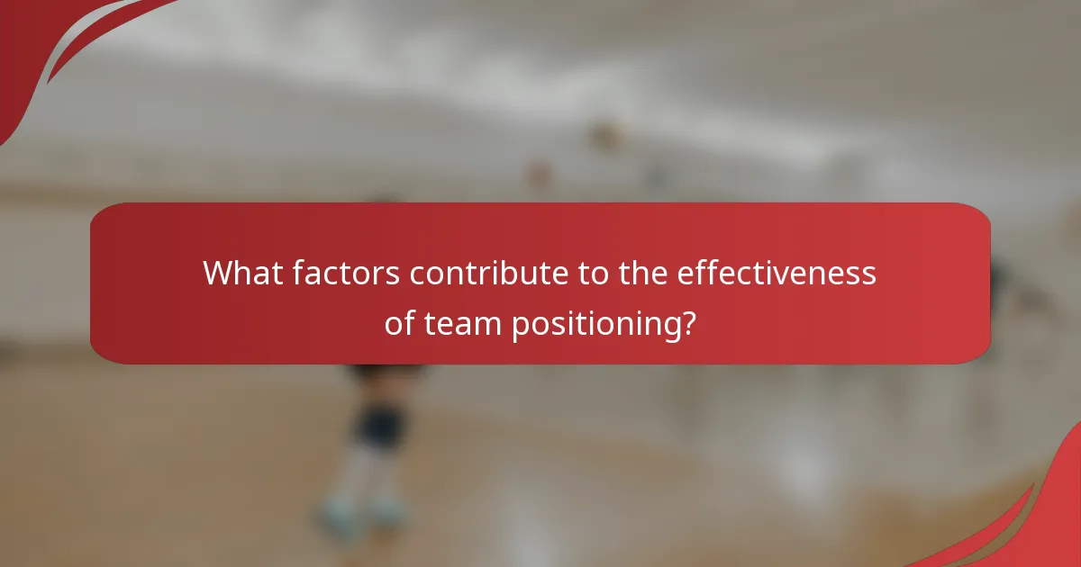 What factors contribute to the effectiveness of team positioning?