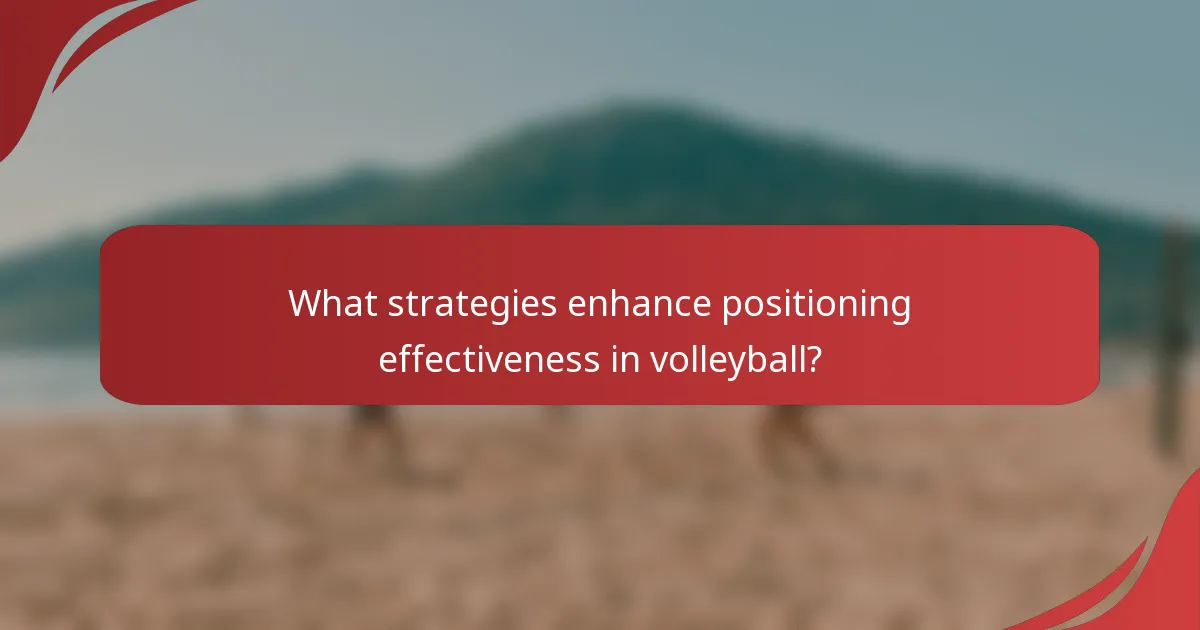 What strategies enhance positioning effectiveness in volleyball?